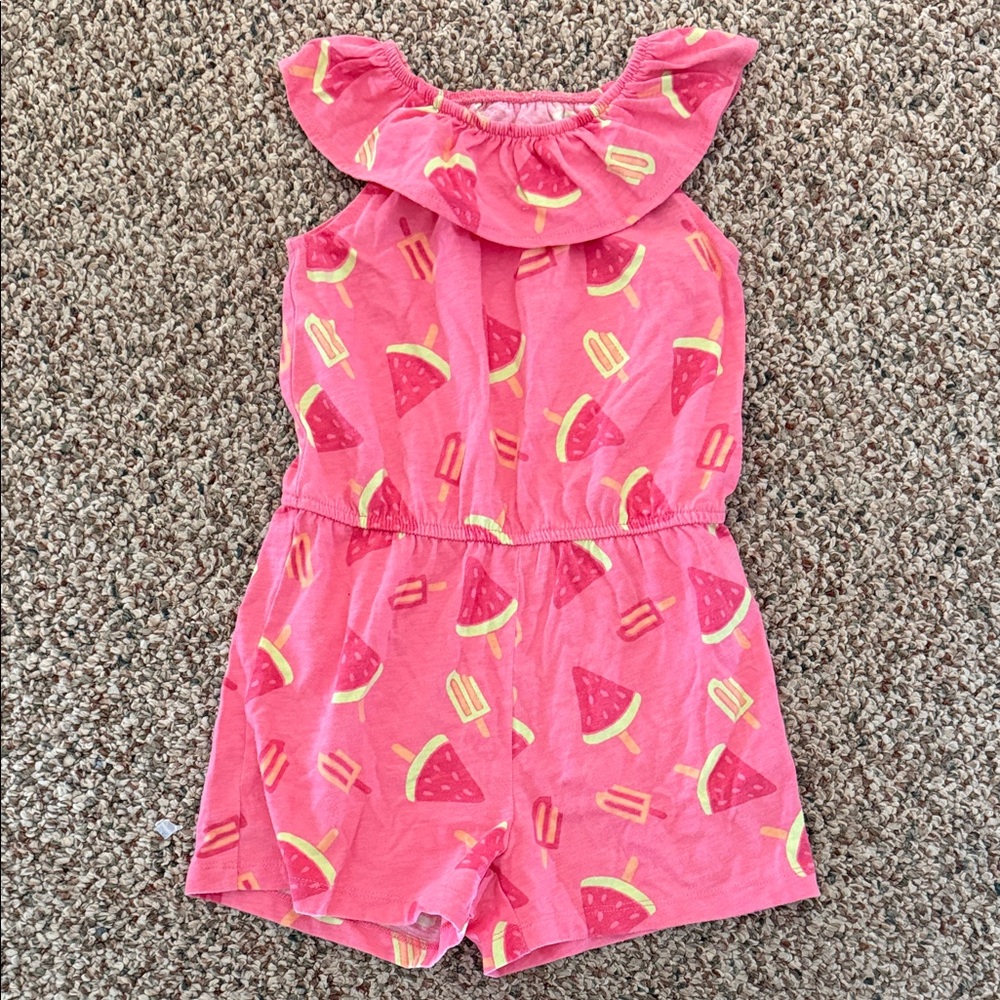 Okie Dokie Pink Watermelon and Popsicle Romper - 5T